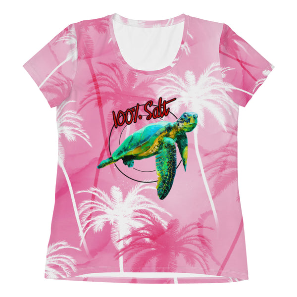 Ladies 100% Salt Palm Turtle T-Shirt