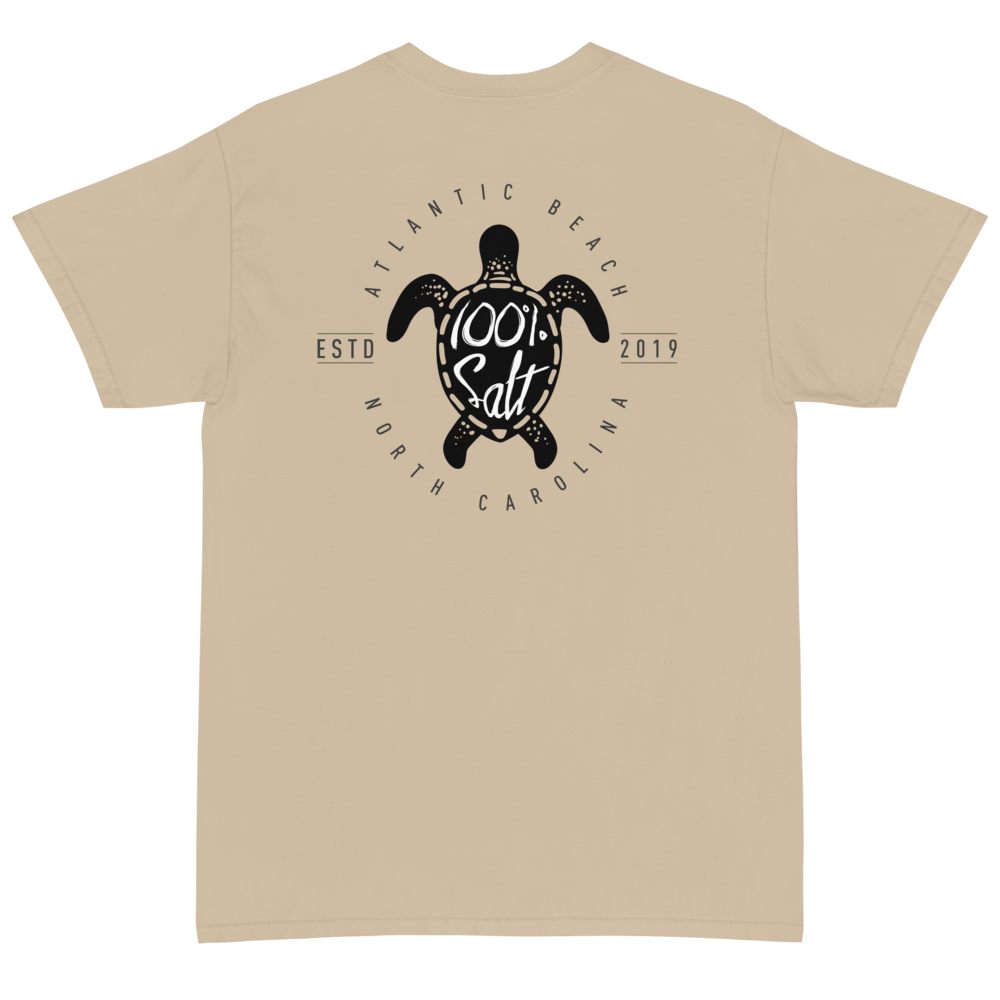 Mens Short Sleeve T-Shirt With Turtle Logo on Back – 100% Salt