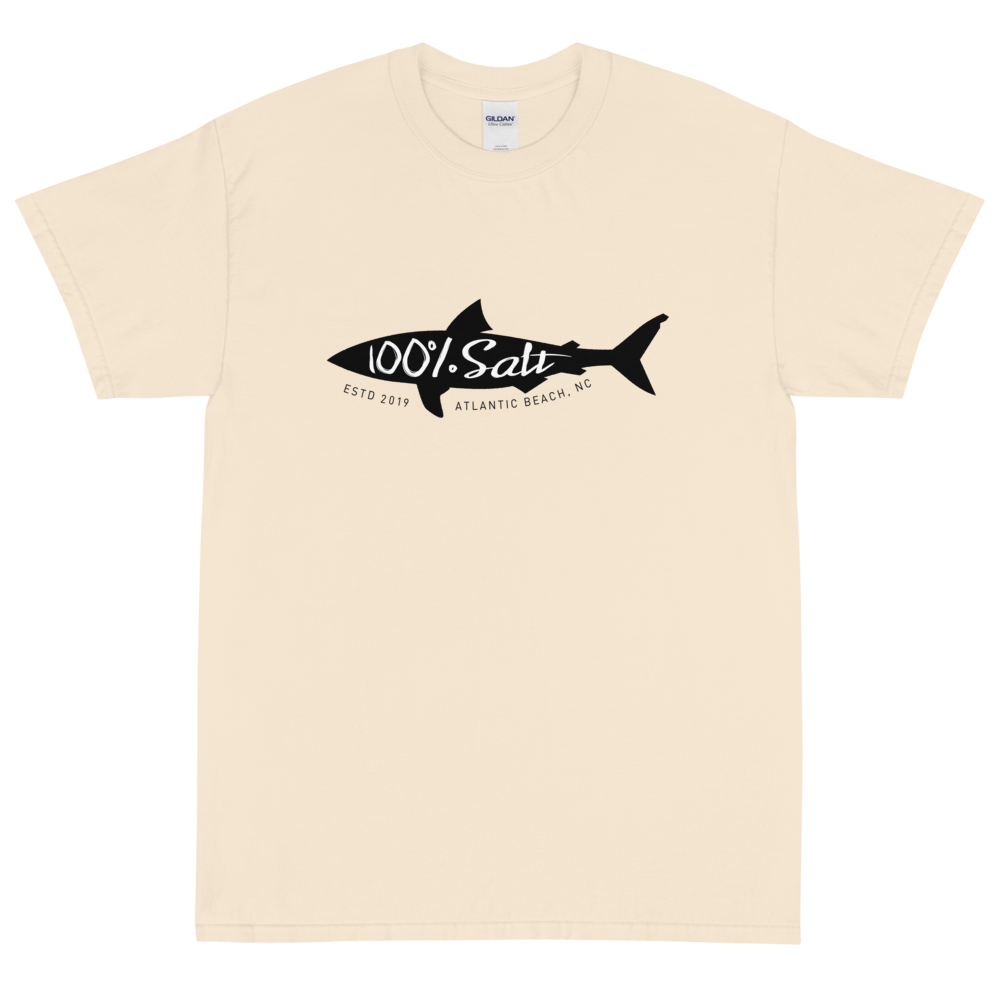 Mens Short Sleeve T-Shirt With Shark Logo – 100% Salt