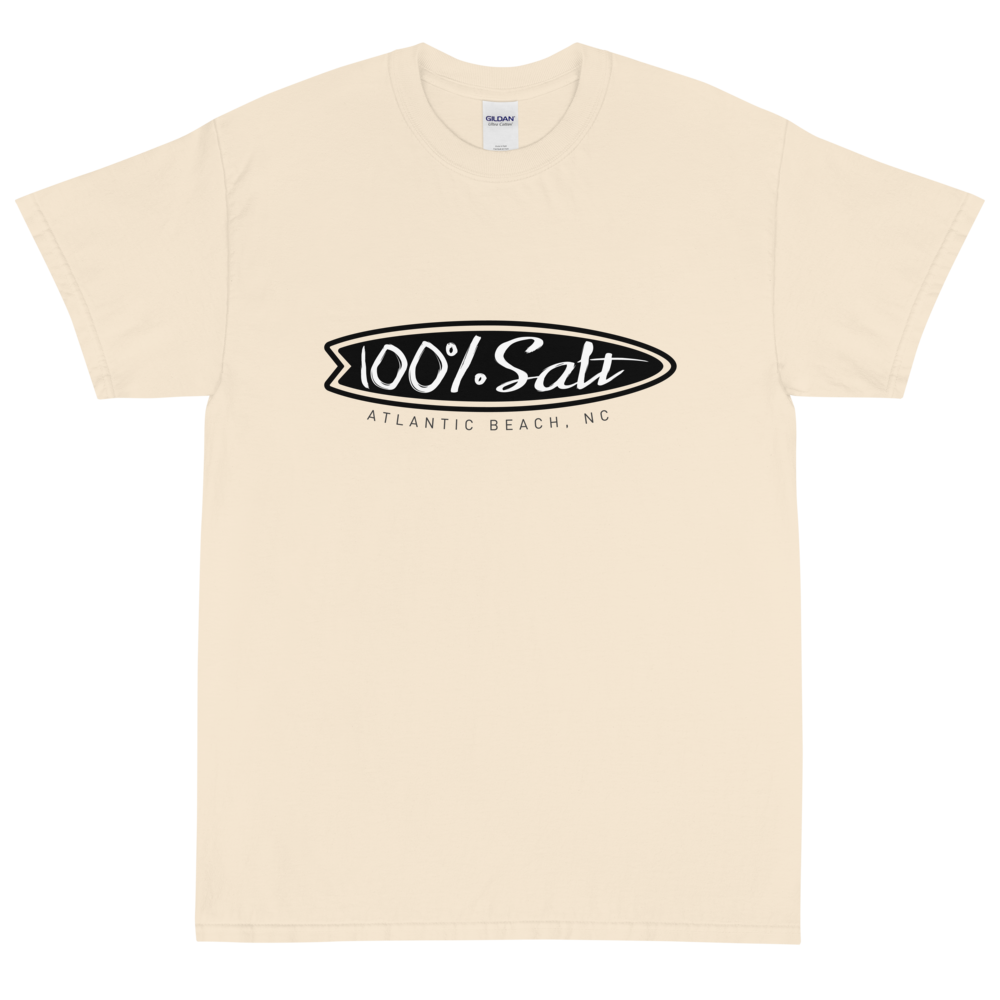 Mens Short Sleeve T-Shirt With Surfboard Logo – 100% Salt