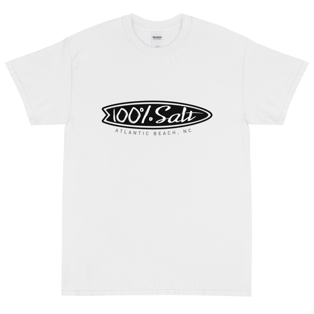Mens Short Sleeve T-Shirt With Surfboard Logo – 100% Salt