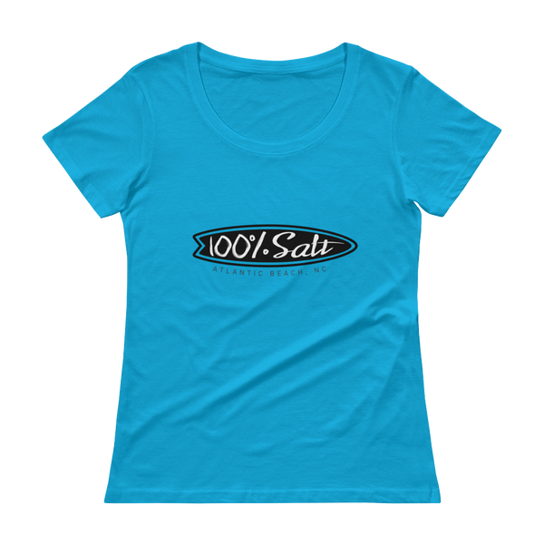Ladies Scoopneck T-Shirt With Surfboard Logo
