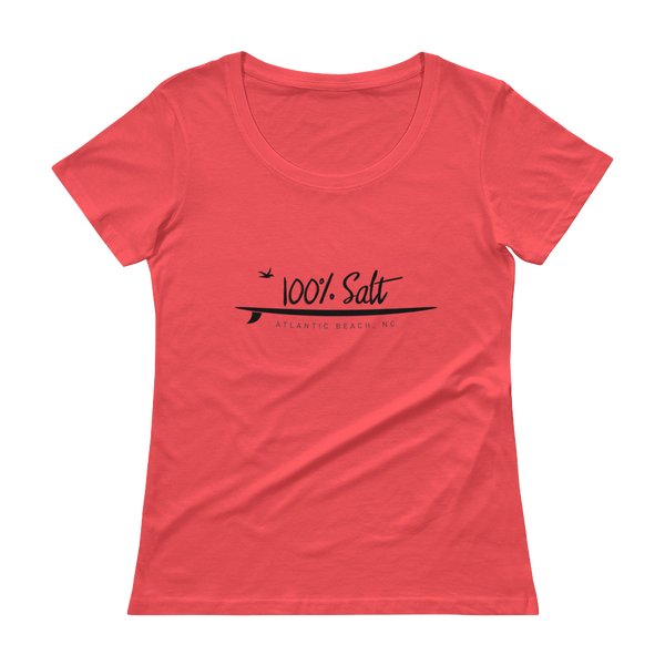 Ladies Scoopneck T-Shirt With Flat Surfboard Logo