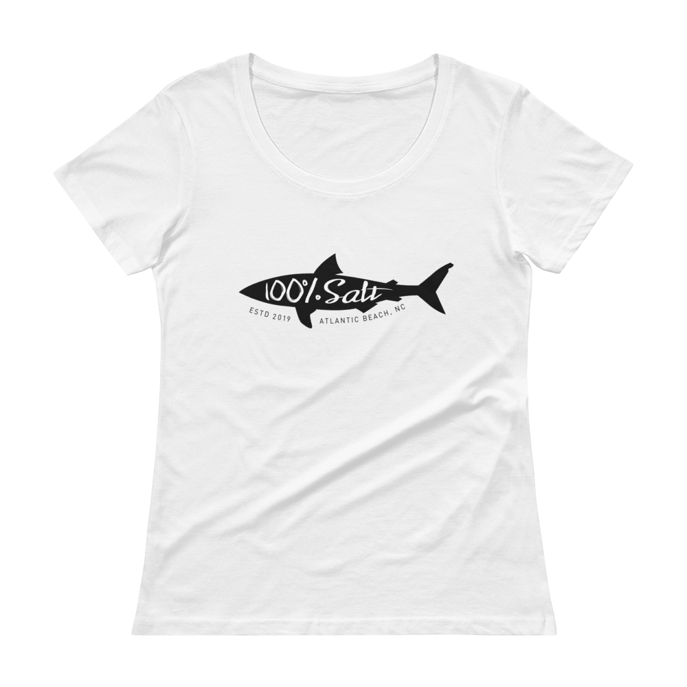 Ladies Scoopneck T-Shirt With Shark Logo