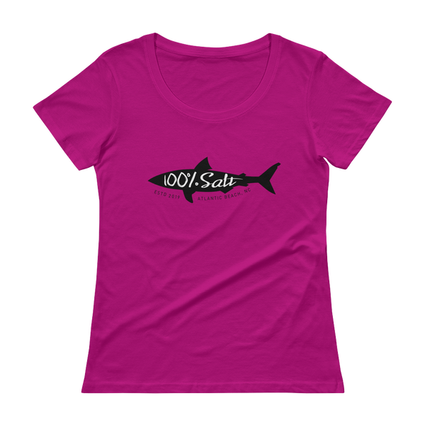 Ladies Scoopneck T-Shirt With Shark Logo