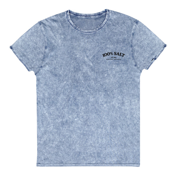 Unisex Vintage Embroidered Logo Denim T-Shirt