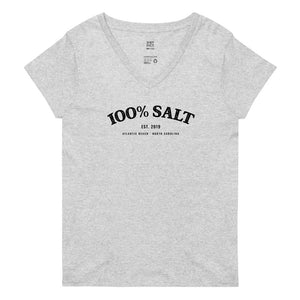 Ladies Vintage 100% Salt V-Neck Tee Black Logo